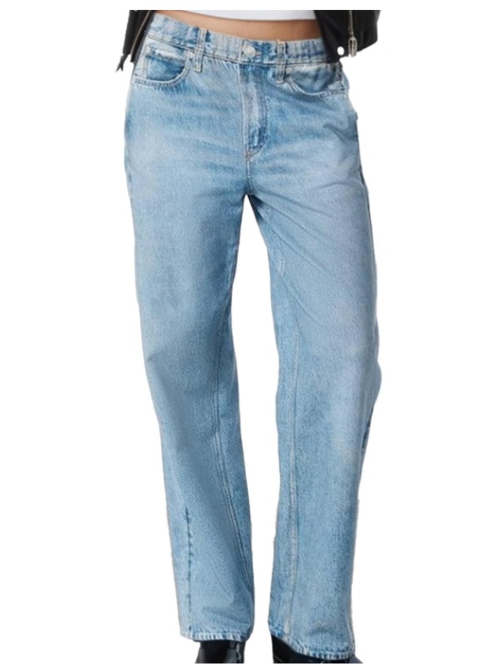 Pull-On Faux Denim Digitally Printed French Terry Sweat-Pant Jeans